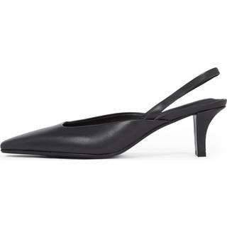 Leather Slingback Mule Pumps - Black - EU 38