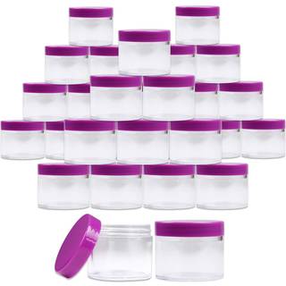 Beauticom 60 Grams60 ml (2 oz) Rund klar lækage Proof Plastic Container Krukker med lilla låg til opbevaring Kosmetisk lotion Scrubs Creams Salve