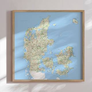 Danmarkskort til Nåle - Classic - Plakat -  Str: 70 x 70 Cm