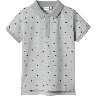 Name It Polo T-shirt Lys Grå Meleret Med Båd Print