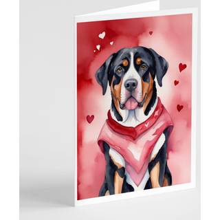 Caroline's Treasures DAC5358GCA7P Greater Swiss Mountain Dog My Valentine lykønskningskortpakke med 8 blanke kort med konvolutter, finurlig A7 -s