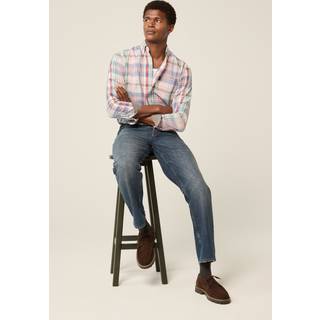 Next Pink Madras Check Regular Fit Easy Iron Button Down Oxford Shirt