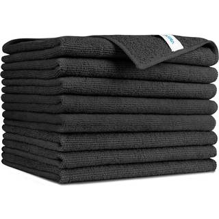 AIDEA Sort mikrofiberrensningsklude-8pk blød absorberende mikrofiberhåndklæder fnugfri stribe-fri rengøringsklude til biler House Kitchen Window