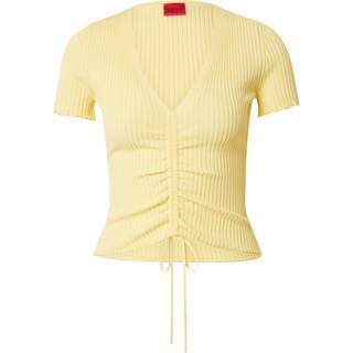 T-shirt med V-hals og rynkedetalje