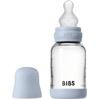 BIBS Bottle - Sutteflaskesæt - Glas - Silikone/Slow Flow/Rund - 120 ml. - Baby Blue