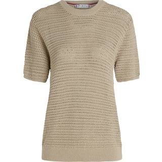 Pointelle Chrochet Striktrøje, Sandalwood, L