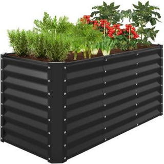 Bedste valgprodukter 4x2x2ft udend?rs metal h?vet haven seng dyb rodplanter kasse til gr?ntsager blomster urter m/ 119 gallon kapacitet - sort