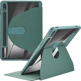 Samsung Galaxy Tab S9+ (Plus) / S9 FE+ (Plus) Hybrid Flip Cover m. Pen Holder - Grøn / Gennemsigtig