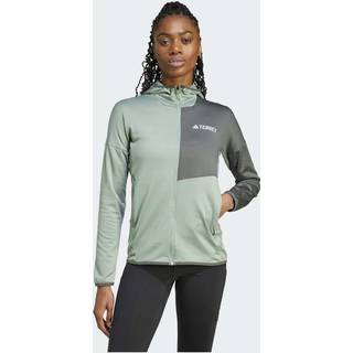 Terrex Xperior Climawarm Light Fleece jakke med hætte - Silver Green / Legend Ivy