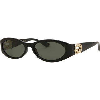 Gucci Kvinde GG1660S 001 Solbriller Injiceret Sort Grå Rund