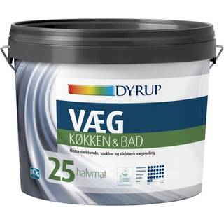 DYRUP Vægmaling Køkken & Bad Glans 25 Halvmat - 4,5 liter - Base 10