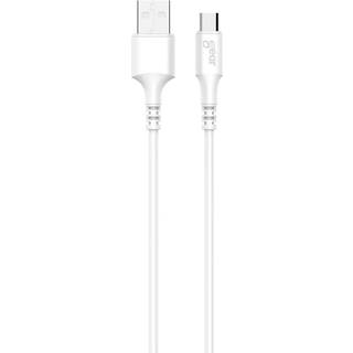 GEAR Synkkabel MicroUSB 1.0m Rundt Kabel Hvid