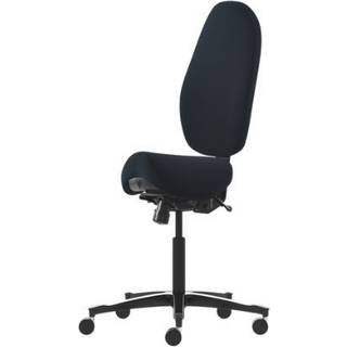 Malmstolen H5 m. høj ryg (ikke forberedt til nakkestøtte) 58-79 cm sort select stof, Poleret alu fodkryds Hjul til hårde gulve
