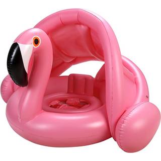 Baby pool float med baldakin flamingo oppustelig sv?mning ring sp?dbarn pool floaties solskygge leget?j til baby piger drenge sm?b?rn lyser?d