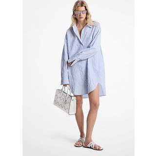 MK Crushed Cotton Poplin Shirtdress - Blue - Michael Kors - XL