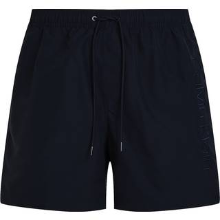 Medium Drawstring Swim Shorts - Logo Embroidery - Blue - S