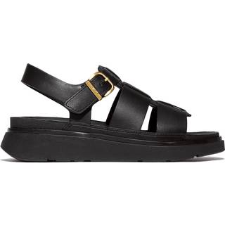 Fitfloptil kvinder. IZ1-090 Fisherman-sandaler i læder, sort (38), 3-5 cm, Spænder, Casual