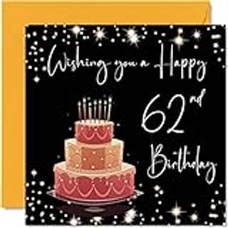 62. f?dselsdagskort til kvinder M?nd - Stilfuldt Elegant - Tillykke med f?dselsdagenskort til 62-?rig kvinde Bedstemor Barnepige Bedstefar Mor Fa