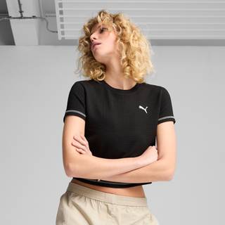 Women&#39;s Puma DARE TO Textured Baby T-Shirt, Black, Size XL, Clothing - Black - XL