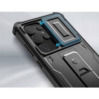 Samsung Galaxy S25 Ultra Tech-Protect Kevlar Cam+ Cover - skærmbeskyttelse, kamerabeskyttelse, kickstand - sort