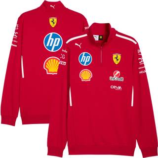 Men&#39;s Puma Scuderia Ferrari HP 2025 Team Quarter-Zip Sweatshirt Top, Red Top, Size XXL Top, Motorsport - Dark Cherry - XXL