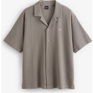 BOSS Waffle Oversized Shirt Brown