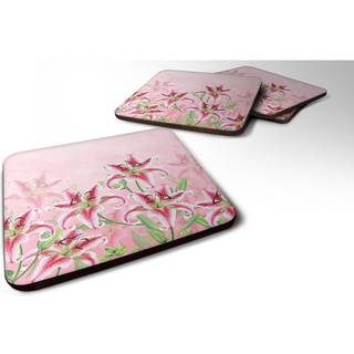 """" Caroline's Treasures BB7446FC Pink Lillies Foam Set med 4 Coasters Multicolor """"