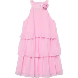 VERO MODA VERO MODA Pink Girls Tiered Ruffle Dress With Rose Corsage Detail