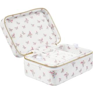 DARK Velvet Jewellery Box Off White Butterfly Pattern