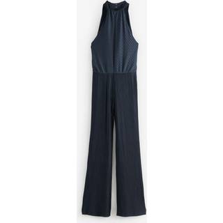 Jumpsuit uden ærmer med plisseringer og bindebælte