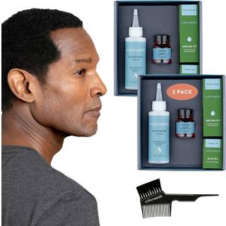 Coloursmith Hair & Beard Farve til fuld grå dækning 2 Pack-Soft Ash Black-Ammoniak-fri komplet herre hjemme Beard & Hair Dye Kit Professionel Gra