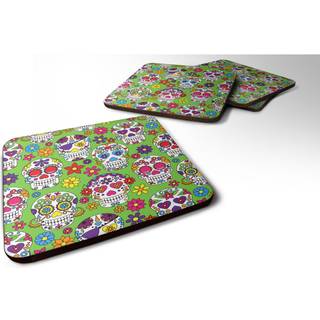 """" Caroline's Treasures Day of the Dead Green Foam Coaster Set på 4 3,5 multicolor """"