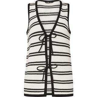 Lts Tall Ivory White Knit Stripe Tie Front Vest Top 14-16 Lts | Tall Women's Summer Tops