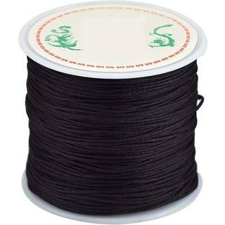 0,8 mm nylon ledningstr?d Kinesisk knude makrame rattail armb?nd flettet streng (sort)