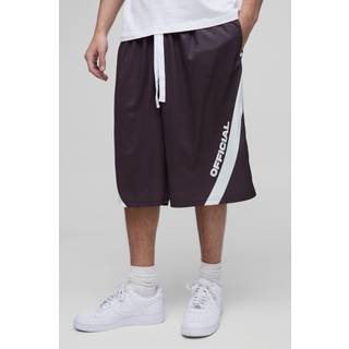 Mens Brown Oversized Longline Mesh Basketball Shorts
