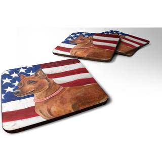 """" Caroline's Treasures Miniature Pinscher Patriotic Decorative Coasters Multicolor """"