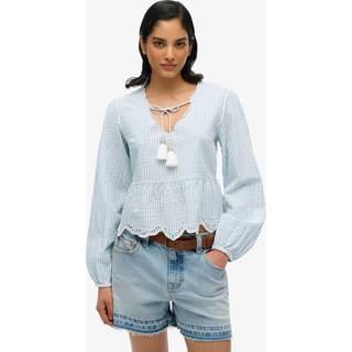 Superdry Superdry Blue 100% Cotton Broderie Blouse