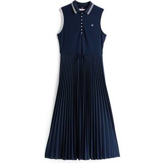 Pleated Sleeveless Maxi Polo Dress