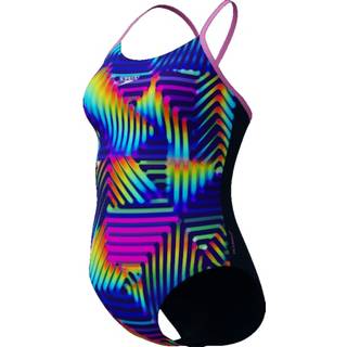 Women's Club Training Printed Fixed Crossback Swimsuit Navy/Green