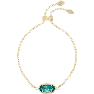 Kendra Scott Elaina Link Chain Bracelet til kvinder Dainty Fashion Jewelry 14k Goldbelagt messing London Blue Clear Glass
