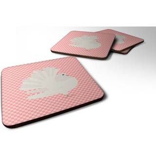 """" Caroline's Treasures Silver Fantail Pigeon Pink Check Decorative Coasters 3.5 Multicolor """"