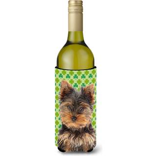 St. Patrick's Day Shamrock Yorkie Puppy / Yorkshire Terrier Wine Bottle Beverage Isulator Hugger KJ1202Literk