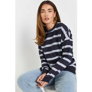 Lts Tall Navy Blue Striped Button Sweatshirt 22-24 Lts | Tall Women's Hoodies & Sweatshirts