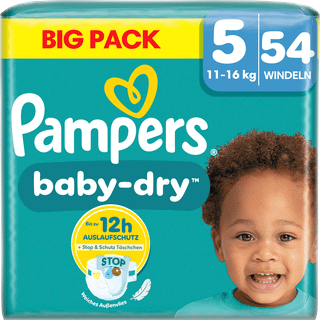 Pampers BABY DRY Junior BigPack bleer str. 5, 11-16 kg, 54 stk.