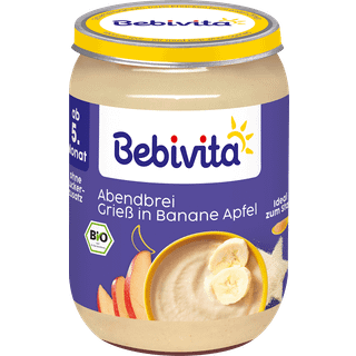 Bebivita Økologisk aftengrød-semulje med banan og æble fra 5 måneder 57.63 DKK/1 kg (6 x 190.0g)