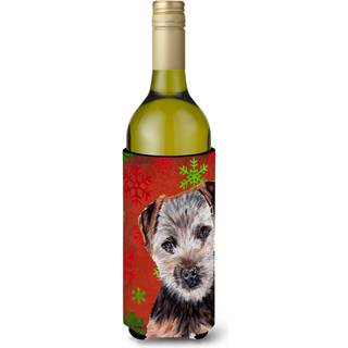 Norfolk Terrier Puppy Red Snowflakes Holiday Wine Bottle Beverage Isulator Hugger SC9759Literk