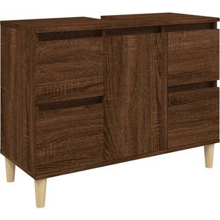 underskab til håndvask 80x33x60 cm konstrueret træ brunt eg