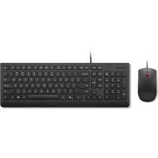 Lenovo Essential Wired Combo Black US Euro tastatur Mus inkluderet Universel USB Sort