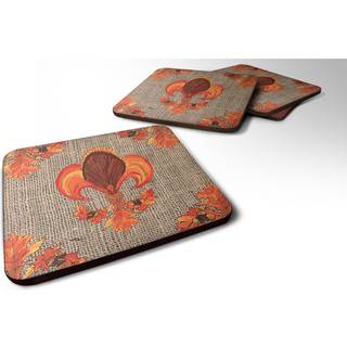 """" Caroline's Treasures 8744FC Thanksgiving Turkey Fleur de Lis Foam Coasters (Sæt på 4) 3.5 """" ""H X 3,5"" """" W Multicolor """"