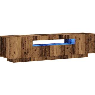 tv-bord m. LED-lys 160x35x40 cm konstrueret træ antikt træ